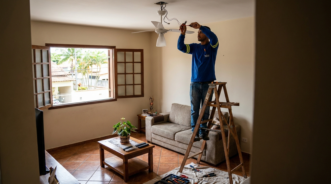 Instalacao de ventilador de teto profissional em Guarapari‑ES